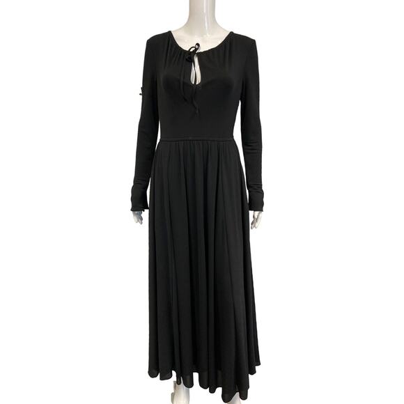 BOTTEGA VENETA $4100 Black Long Sleeve V-Neck Maxi Evening Gown Dress EU 38 US 2